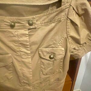 VALENTINO Tan Short Sleeve Button-Up Top